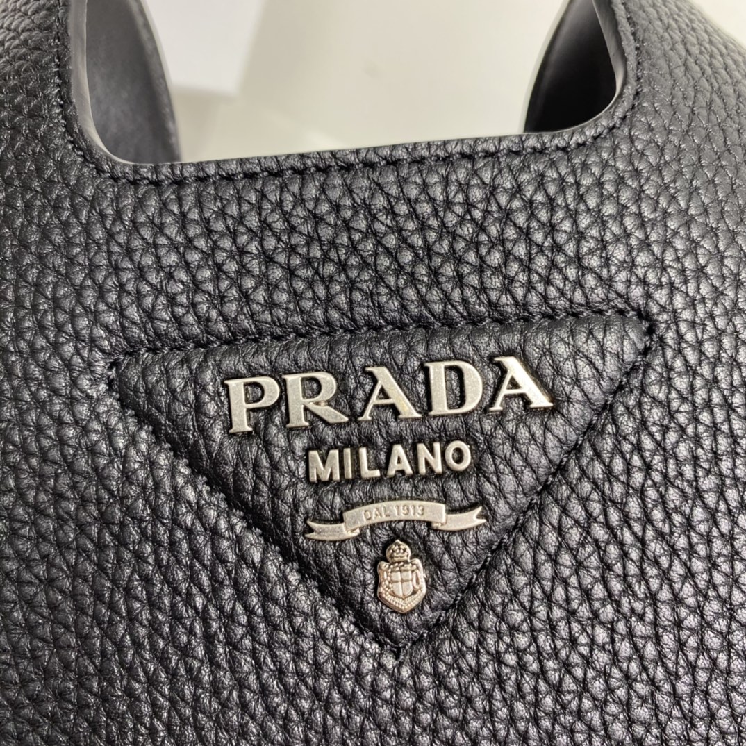 Prada Mini Leather Bag Shoulder Bag Tote Black 1BA349